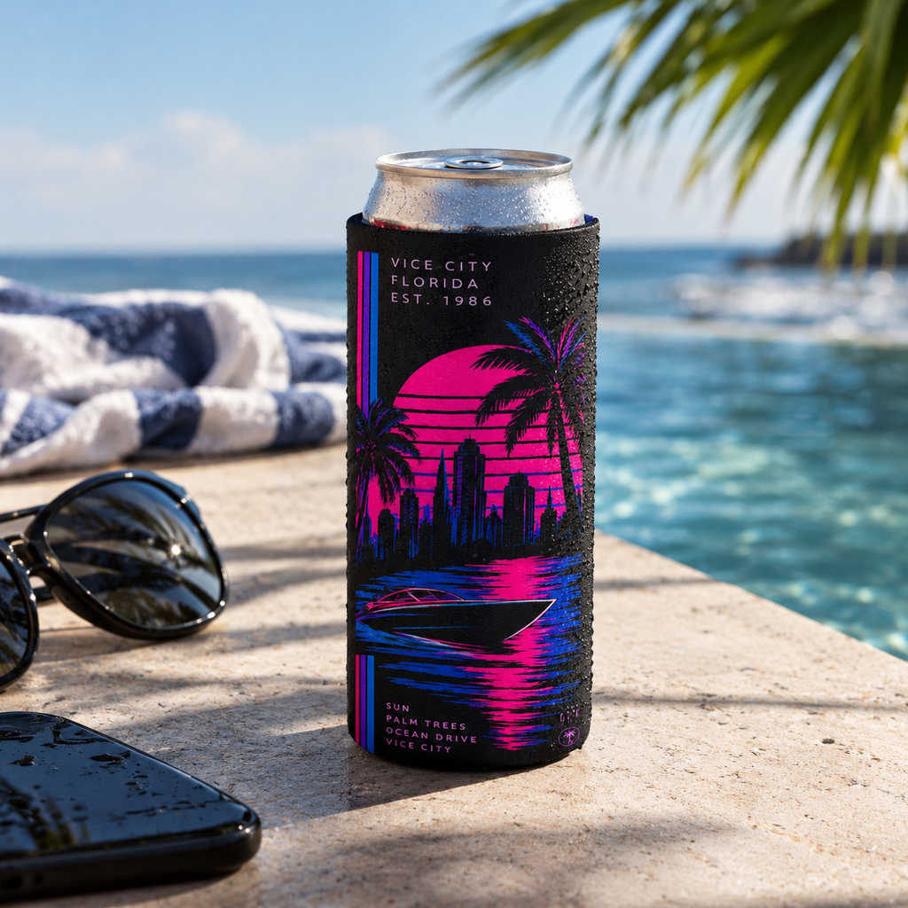 Enfriador de latas delgado Vice City Neon